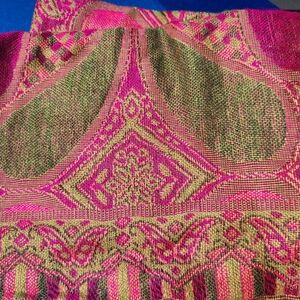 Vibrant Pink and Green Tapestry Oversized Scarf/Wrap